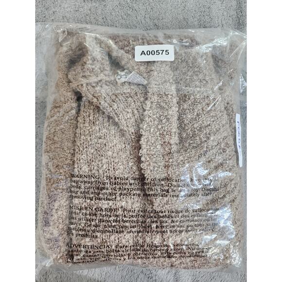 Vintage 80s Adele Joyce Wool Fluffy Shawl Collar Cardigan Sweater Size M Beige - Picture 7 of 7